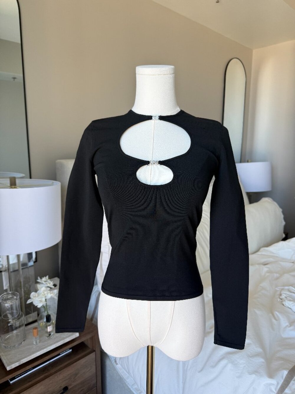 Alexander Wang Cut Out Rhinestone Hardware Top